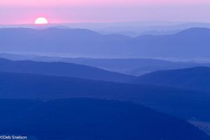 Mist and sunrise over Allegheny Mountains from Dolly Sods Wilderness West Virginia